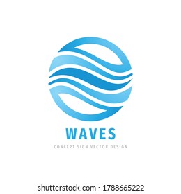 Water waves concept logo design. Abstract shapes in circle. Vector illustration. 