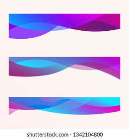 Water waves design elements vector set.  Gradient geometric banners with flowing liquid shapes. Decor for brochure, banner, flyer.