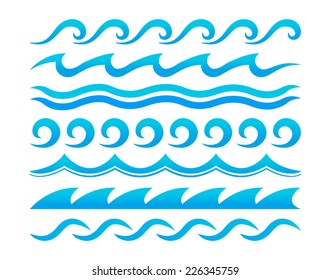 Water Waves Design Elements Vector Set Stock Vector (Royalty Free ...