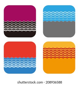 Water waves. Design logo elements collection. Vector square icon template. You can use in energy, environmental protection, water concept icons. 