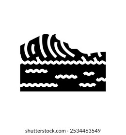 vetor de ícone de glifo de desastre de ondas de água. sinal de desastre de ondas de água. ilustração de símbolo isolado