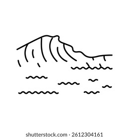 water waves disaster line icon vector. water waves disaster sign. isolated contour symbol black illustration