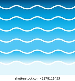 Water waves. Flat, blue, sea waves. Vector illustration.