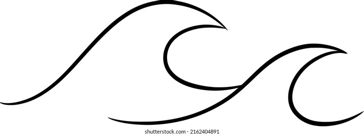 Water waves hand drawing. Ocean sea waves vector illustration.