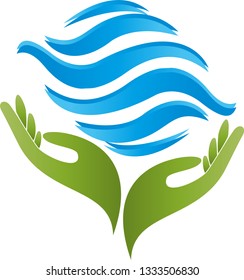 Water waves and hands logo