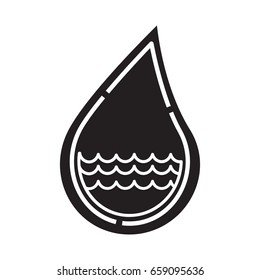 water waves icon flat black