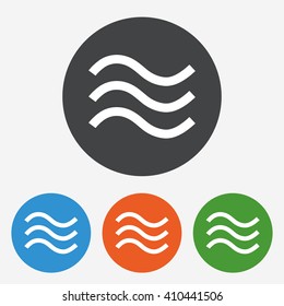 Water waves icon. Flood symbol. Circle buttons with flat sign. Vector