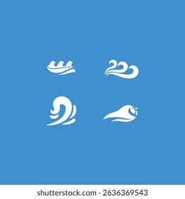 Water waves Icon set flat vector design