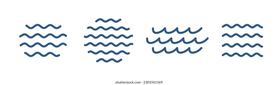 Water waves icons. Editable outline stroke. Vector line.