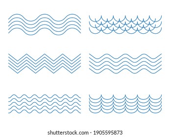 Water waves illustration sign collection.