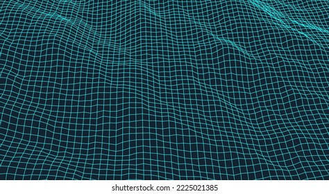 Wasserwellen. Naturhintergrund. Wavy Grid Hintergrund. Trendy Liquid Design im Technologiestil. 3D-Vektorgrafik für Banner, Flyer und Präsentationen.