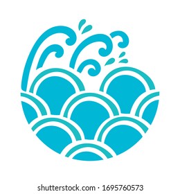 water waves ocean flat style icon vector illustration design