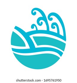 water waves ocean flat style icon vector illustration design