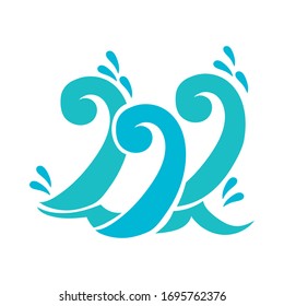 agua ondas océano estilo plano icono ilustración vectorial