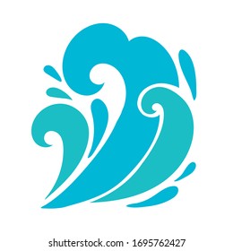 water waves ocean flat style icon vector illustration design