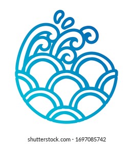 water waves ocean line gradient style icon vector illustration design