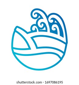 water waves ocean line gradient style icon vector illustration design