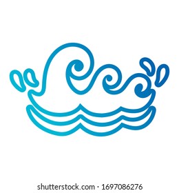 water waves ocean line gradient style icon vector illustration design