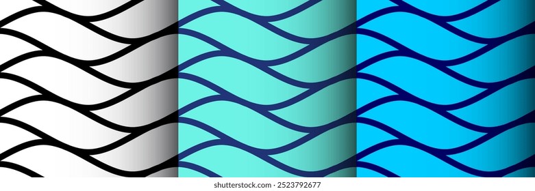 Ilustración vectorial decorativa del ornamento del patrón inconsútil de las ondas de agua