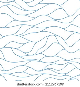 Water waves seamless pattern. Design for backdrops with sea, rivers or water texture. Abstract blue pattern. Vector illustration