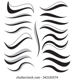 Water waves set, isolated on white background, vector illustration.