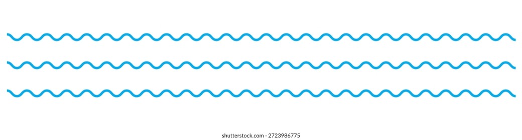 Olas de agua. Conjunto de líneas onduladas en zigzag. Fondo de línea delgada ondulada. Vector en zigzag y subrayado Horizontal ondulado. Ilustración vectorial