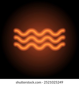 Water waves simple icon. Flat design. Orange neon on black background.ai