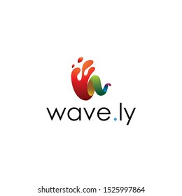 water waves spiral letters with vector logo icons and with colorful colors. simple logo.