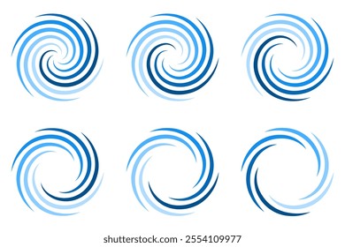 water waves spiral vortex logo icon set pack