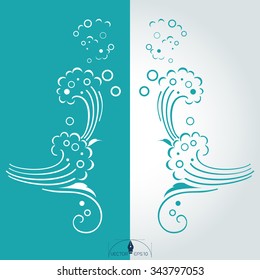 water waves and sponge, monochromatic. Vector illustration
