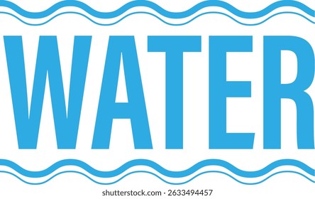 Water Waves Text in Blue color vector illustration