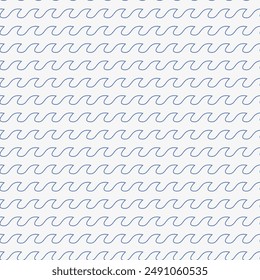 Water waves thin line seamless pattern on white background