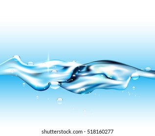 Water waves. Transparent surface with bubbles of air.