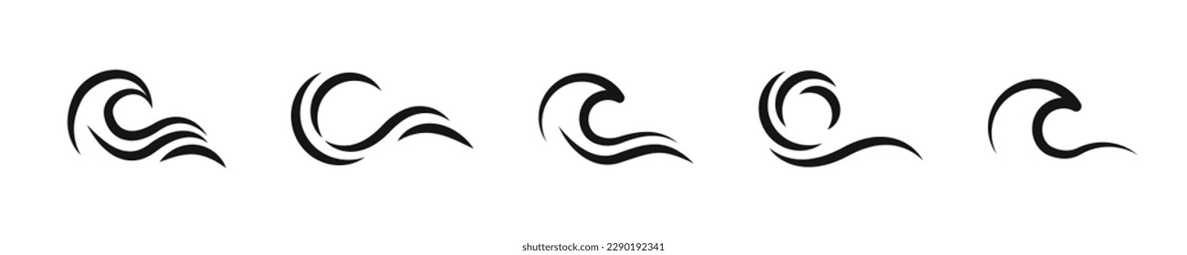 Water waves. Water waves vector icons. EPS 10