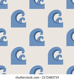 Water waves vector seamless pattern. Cute repeat background for textile, design, fabric, cover etc.	
