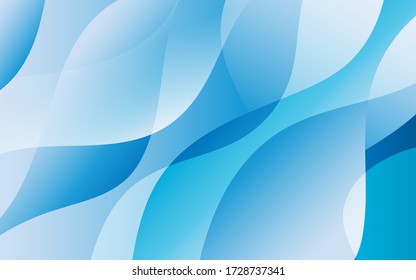 Water waves white and light blue tones curve patterns overlapping, abstract background vector illustration