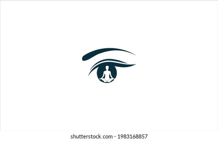 water waves with yoga meditation icon symbol logo design illustration 