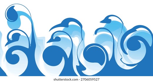 water wavy splash shape blue and white line, sea waves, landscape water ripple for background, water surface, ocean graphic pattern. abstract modern vector. illustration.