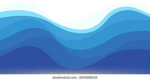 Forma ondulada del chapoteo del agua, olas del mar, ondulación del agua del paisaje para el fondo, superficie del agua, modelo gráfico del océano. ilustración EPS 10.