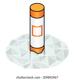 A water way navigation marker/buoy - information, non-regulatory messages. Orange pole with a white band and an orange square symbol.