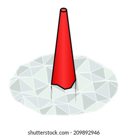 A water way navigation marker/buoy - navigate to port, buoy to starboard side. A red cone.