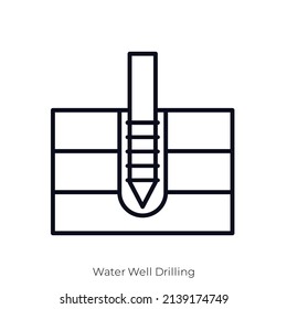 Water Well Drilling Icon. Outline Style Icon Design Isolated On White Background