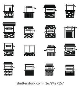 Water well farm icons set. Simple set of water well farm vector icons for web design on white background