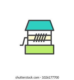 Water well filled outline icon, line vector sign, linear colorful pictogram isolated on white. Symbol, logo illustration. Pixel perfect vector graphics