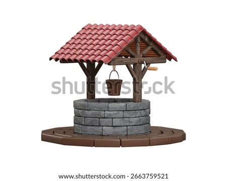Water well icon 3d render concept of vintage water well for village farmer water source icon vector illustration