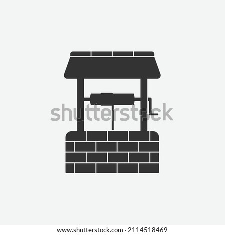 Water well icon isolated flat design vector illustration on white background.