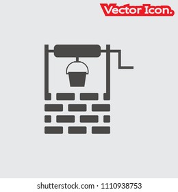 Water well icon isolated sign symbol and flat style for app, web and digital design. Vector illustration.