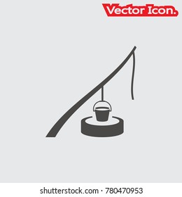 Water well icon isolated sign symbol and flat style for app, web and digital design. Vector illustration.
