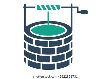 Ícone de poço de água. estilo de ícone sólido. ícone irrigação. elementos de agricultura vetor ilustração