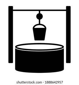 Water well icon in trendy silhouette style design. Vector illustration isolated on white background.